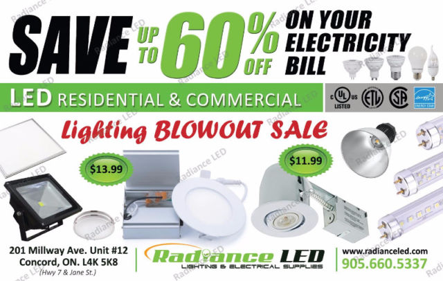 Radiance LED Lighting & Electrical Supplies | 201 Millway Ave Unit #12, Concord, ON L4K 5K8, Canada | Phone: (905) 660-5337