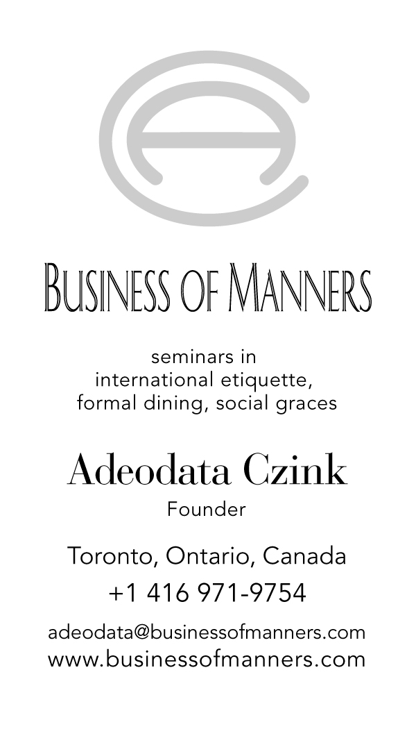 Business of Manners | 100 Dowling Ave, Toronto, ON M6K 3A4, Canada | Phone: (416) 971-9754