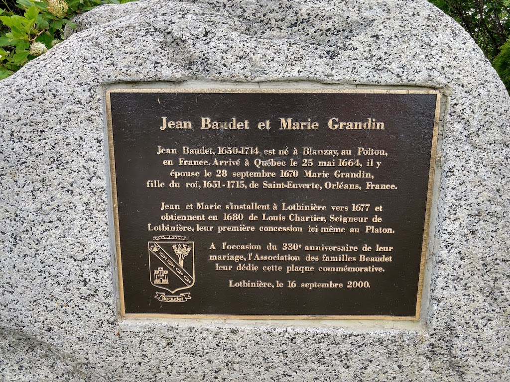 Memorial Placque - Jean Baudet and Marie Grandin | QC-132, Lotbinière, QC G0S 1S0, Canada