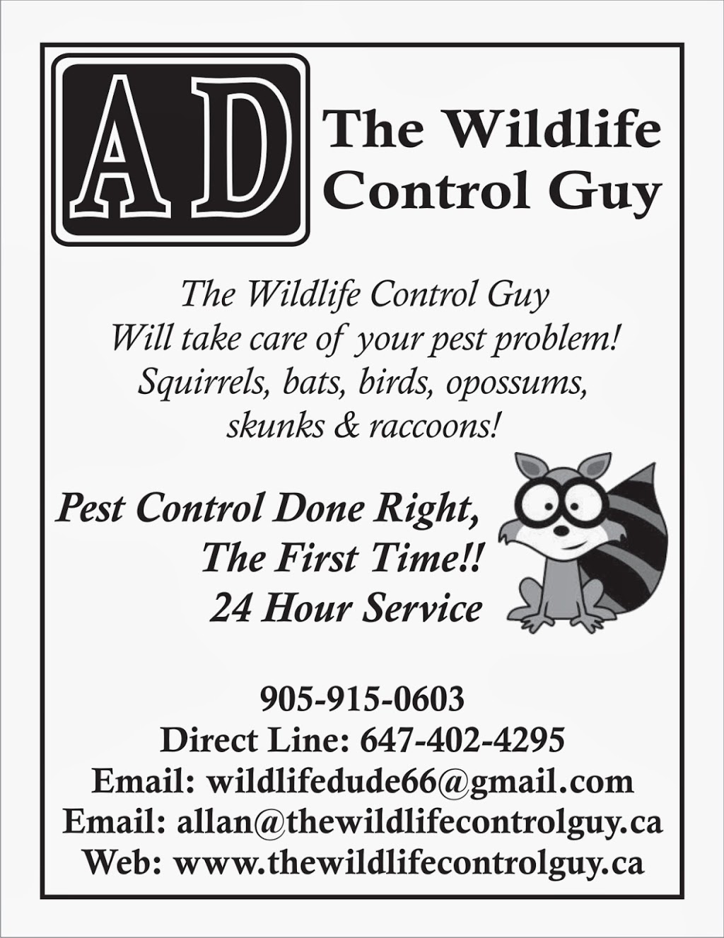 The wildlife control guy | 28 St Hubert Dr, Brampton, ON L6P 1W1, Canada | Phone: (647) 402-4295