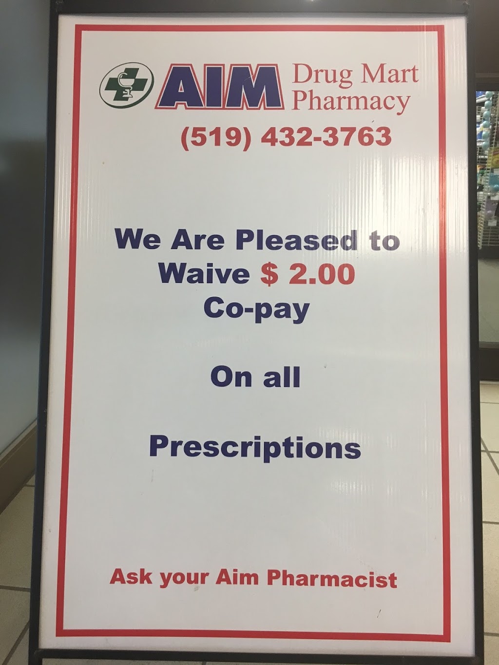 Aim Drug Mart Pharmacy | 450 Central Ave, London, ON N5B 2E8, Canada | Phone: (519) 432-3763