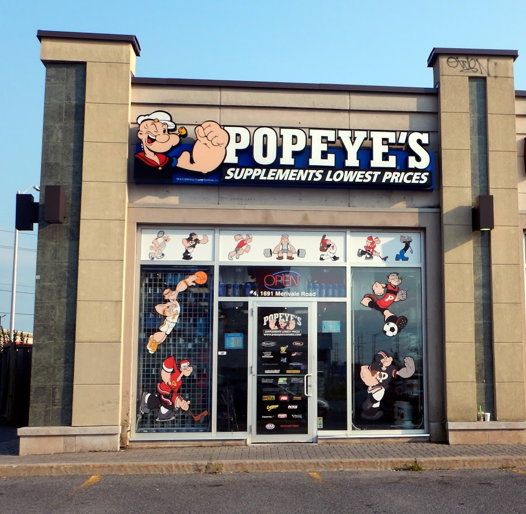 Popeyes Supplements Ottawa Nepean | 1691 Merivale Rd Unit 4, Nepean, ON K2G 3K2, Canada | Phone: (613) 228-5439