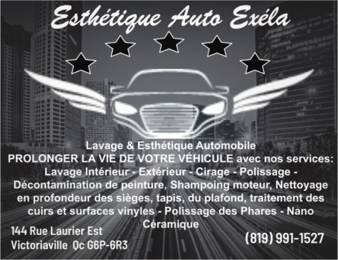 Esthétique Auto Exela | 144 Rue Laurier E, Victoriaville, QC G6P 6R3, Canada | Phone: (819) 991-1527