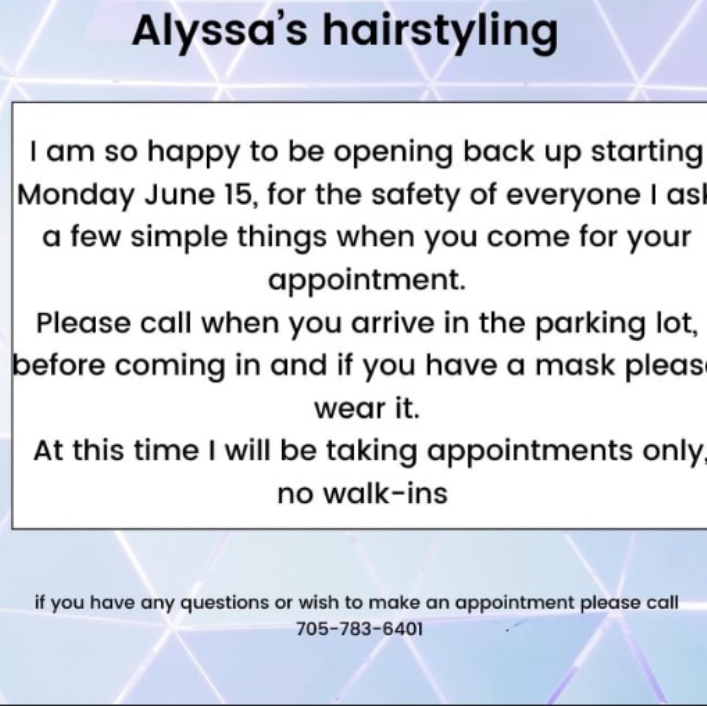 Alyssa’s hairstyling | 367 Muskoka Rd 3 N, Huntsville, ON P1H 1H6, Canada | Phone: (705) 783-6401