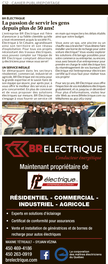 BR Electrique Inc | 145 Rue de Sherbrooke Suite200, Cowansville, QC J2K 5E7, Canada | Phone: (450) 263-0919