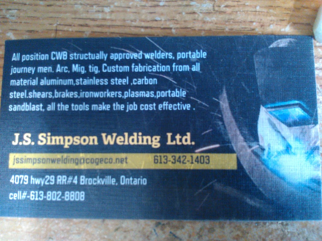 J S SIMPSON WELDING & FABRICATION LIMITED | 4079 County Rd 29, Brockville, ON K6V 5T4, Canada | Phone: (613) 342-1403