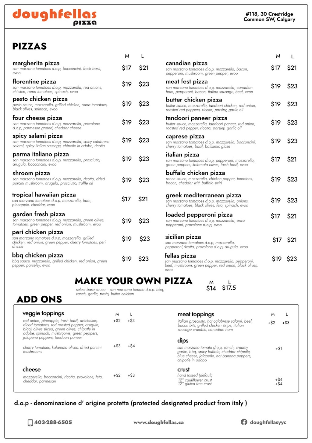 Doughfellas Pizza | 30 Crestridge Common SW unit 118, Calgary, AB T3B 6K2, Canada | Phone: (403) 288-6505