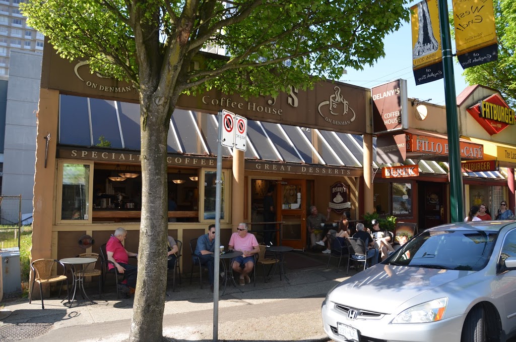 Delanys Coffee House | 1105 Denman St, Vancouver, BC V6G 2M7, Canada | Phone: (604) 662-3344