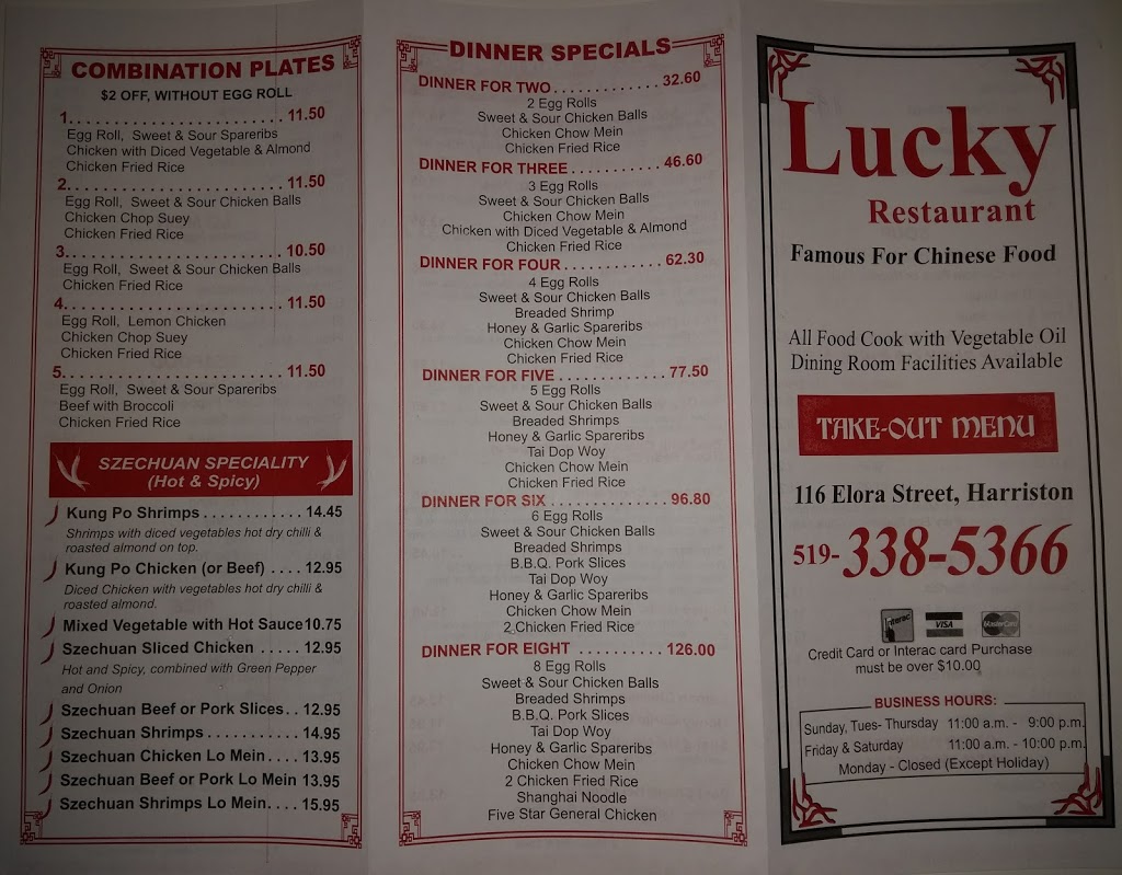 Luckys Chinese Restaurant | 116 Elora St S, Harriston, ON N0G 1Z0, Canada | Phone: (519) 338-5366