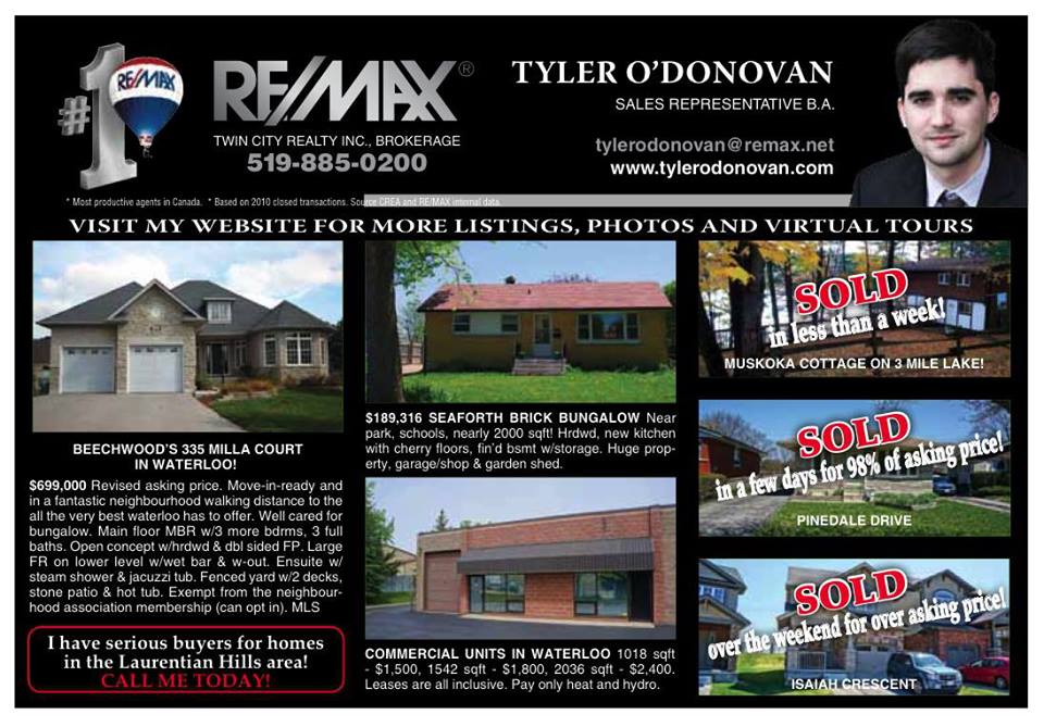 Tyler ODonovan, Real Estate Agent Waterloo | RE/MAX Twin City Realty Inc., 83 Erb Street West, Waterloo, ON N2L 6C2, Canada | Phone: (519) 885-0200