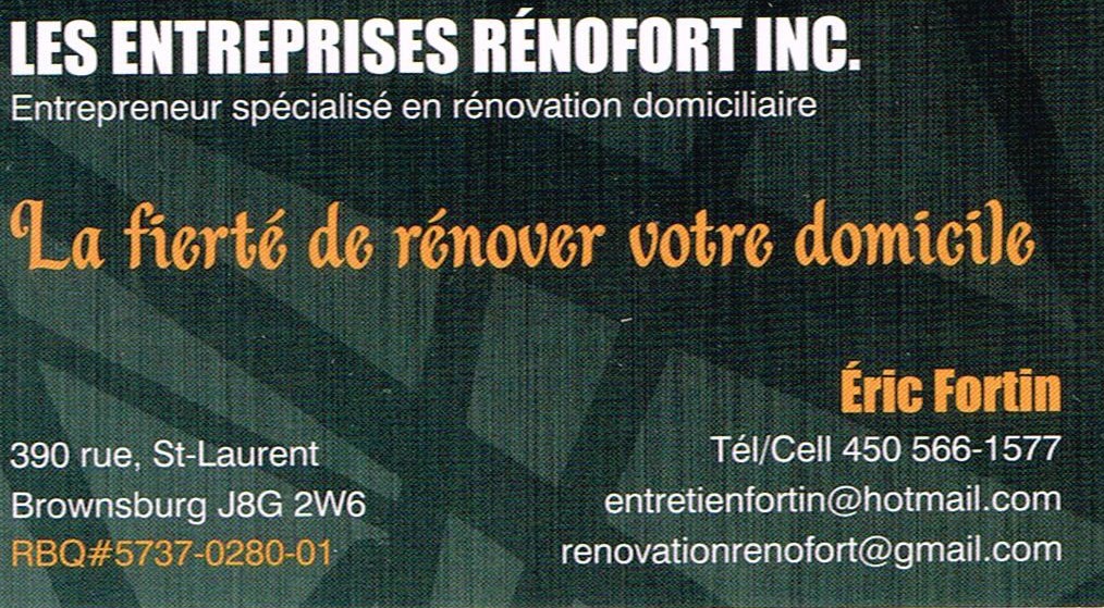 Les Entreprises RÉNOFORT inc. | 390 Rue Saint Laurent, Brownsburg, QC J8G 2W6, Canada | Phone: (450) 566-1577