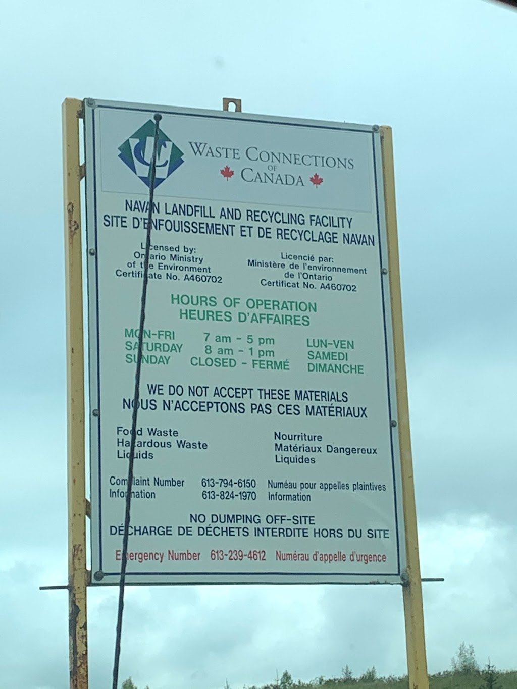 Waste Connections of Canada - Ottawa Landfill | 3354 Navan Rd, Navan, ON K4B 1H9, Canada | Phone: (613) 824-7289