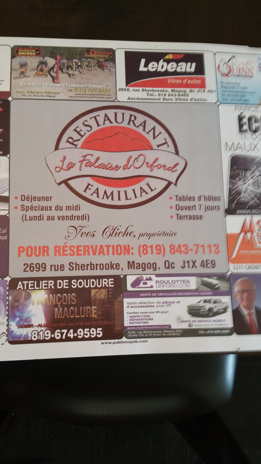 Restaurant La Falaise dOrford | 2699 Rue Sherbrooke, Magog, QC J1X 4E9, Canada | Phone: (819) 843-7113