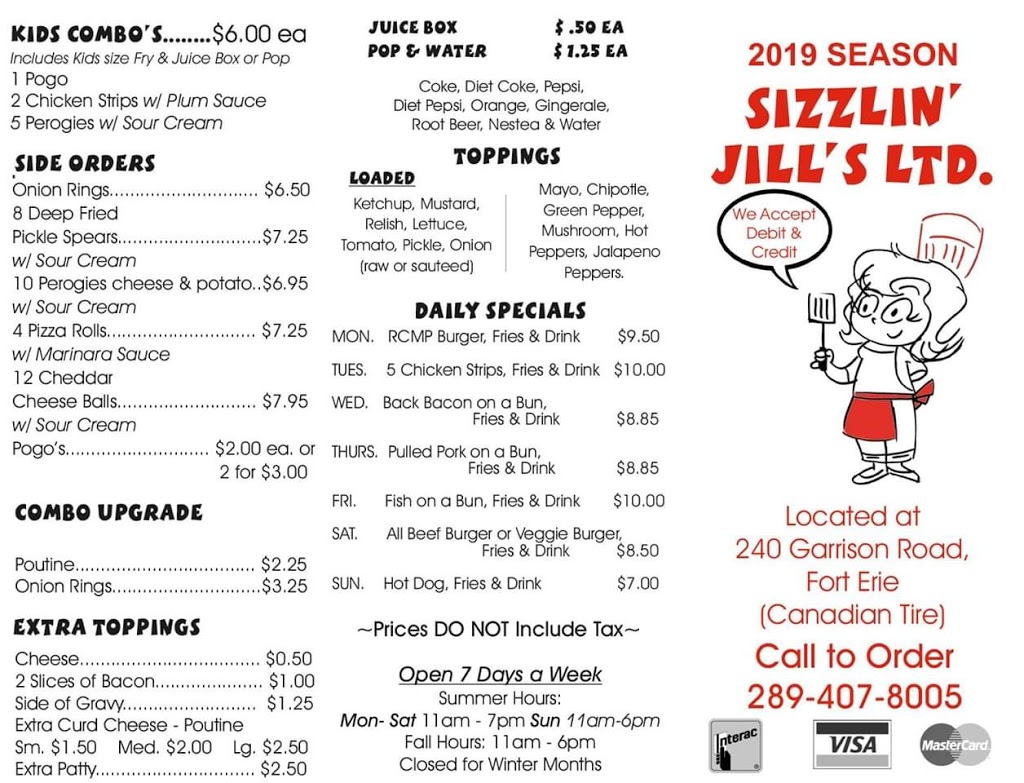 Sizzlin Jills Ltd. | 240 Garrison Rd, Fort Erie, ON L2A 1M7, Canada | Phone: (289) 407-8005