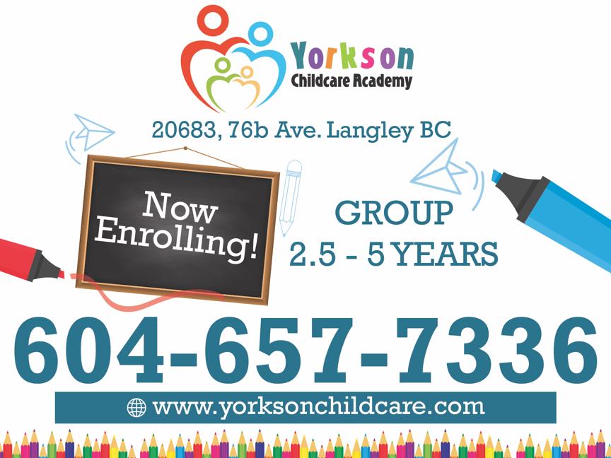 Yorkson Childcare Academy | 20683 76b Ave, Langley Twp, BC V2Y 3P6, Canada | Phone: (604) 657-7336