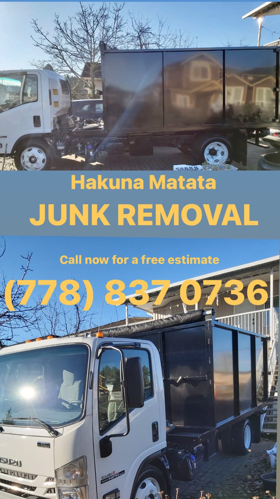 Hakuna Matata Junk Removal | 7198 11th Ave, Burnaby, BC V3N 2M6, Canada | Phone: (778) 837-0736