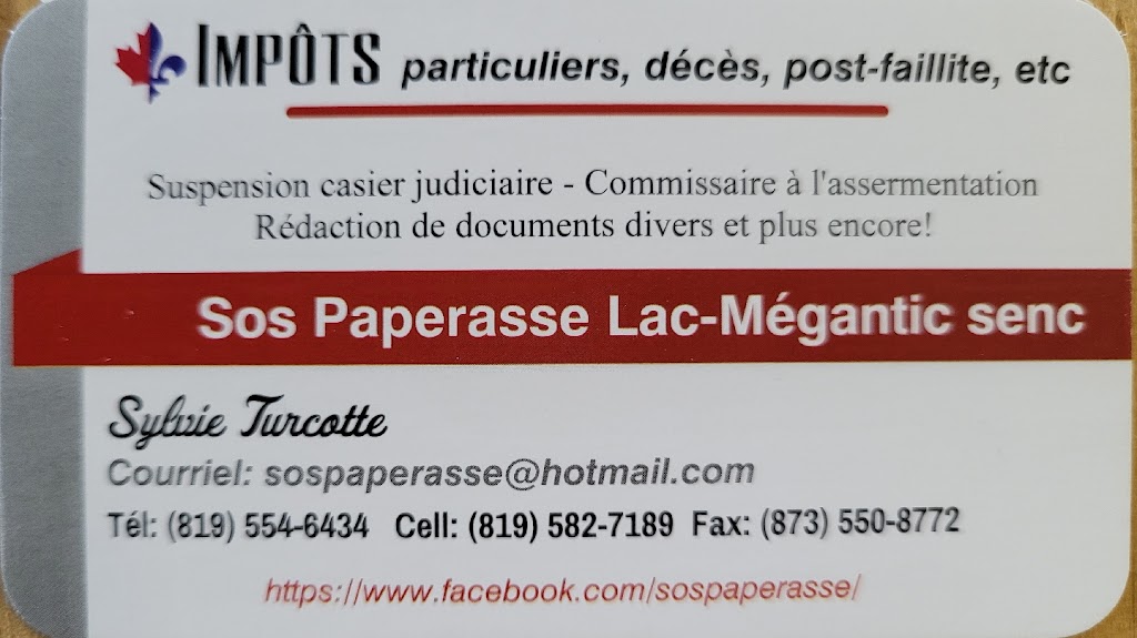 SOS PAPERASSE Lac-Mégantic senc | 4865 Rue Dollard, Lac-Mégantic, QC G6B 1G9, Canada | Phone: (819) 582-7189