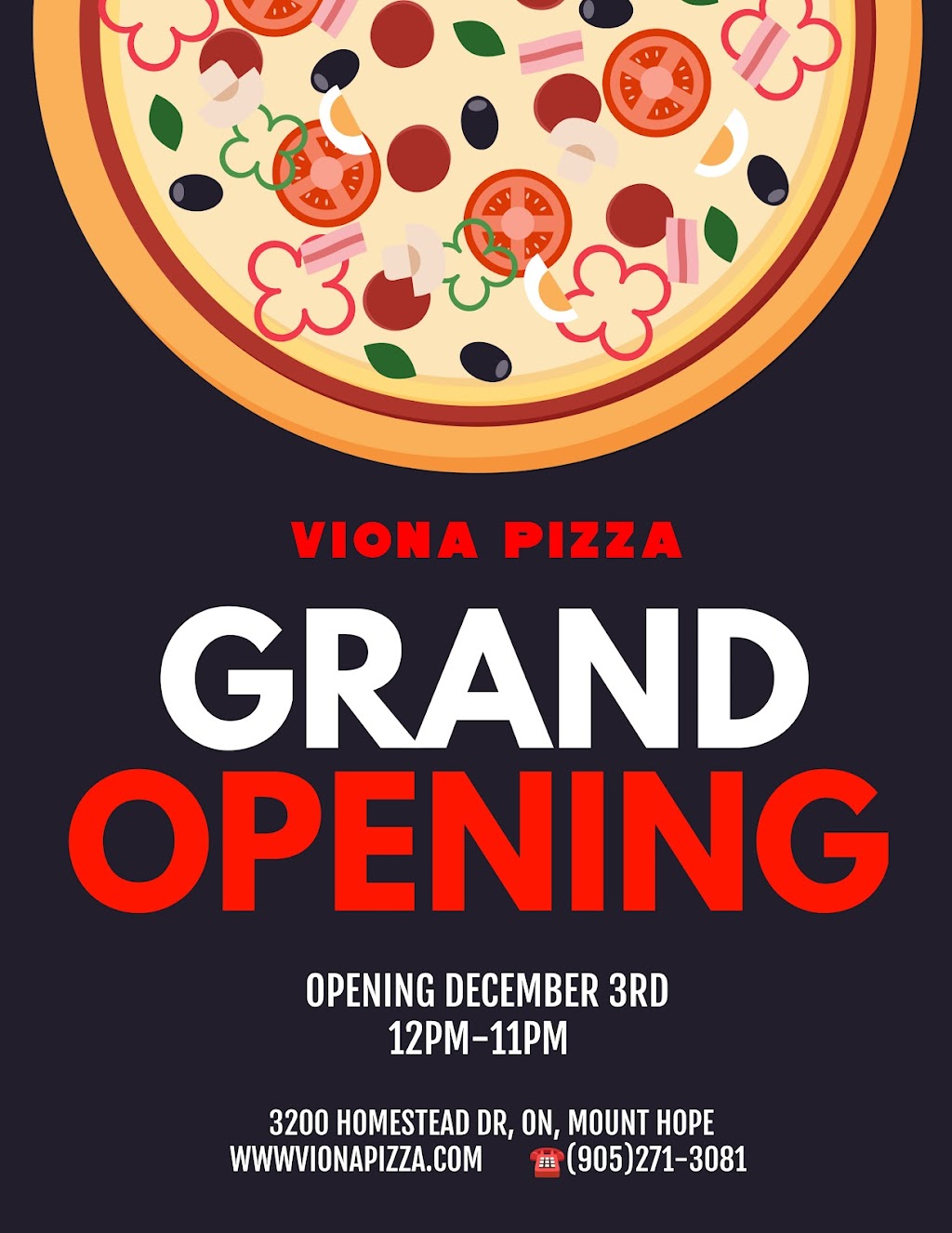 Viona Pizza | 3200 Homestead Dr, Mount Hope, ON L0R 1W0, Canada | Phone: (905) 271-3081