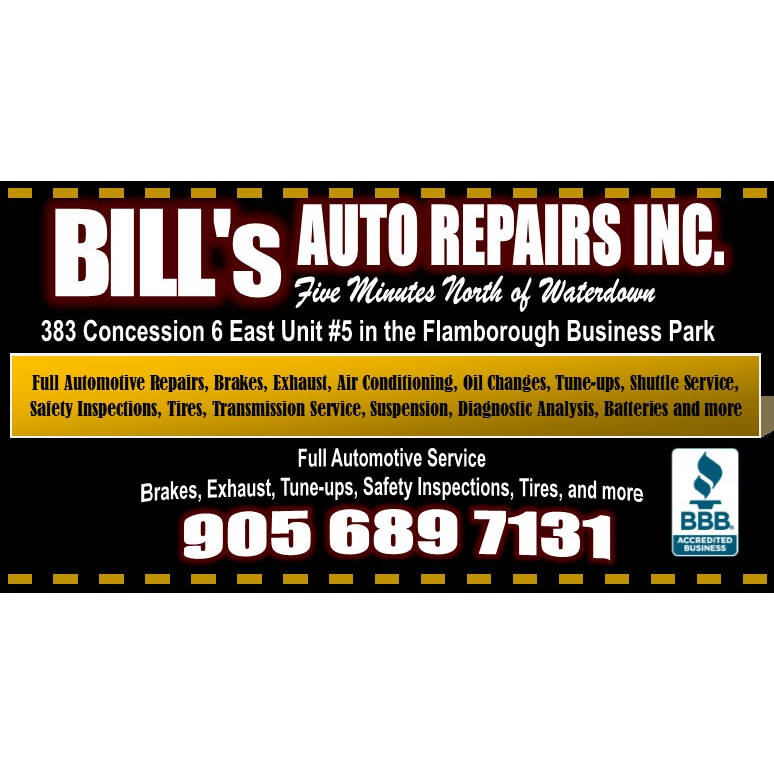 Bills Auto Repairs Inc. | 383 Concession Rd 6 E, Millgrove, ON L0R 1V0, Canada | Phone: (905) 689-7131