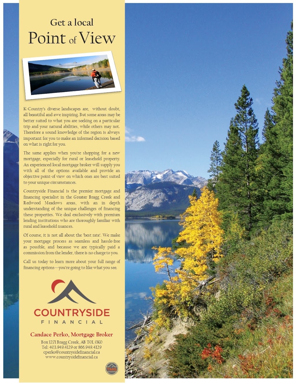 Countryside Financial Corporation | 20 White Ave, Bragg Creek, AB T0L 0K0, Canada | Phone: (403) 560-6016