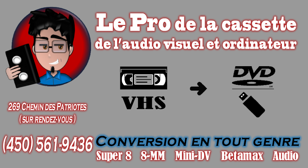 Le Pro de la Cassette, lAudio Visuel et Ordinateurs | 269 Chem. des Patriotes, Sorel-Tracy, QC J3P 2L9, Canada | Phone: (450) 561-9436