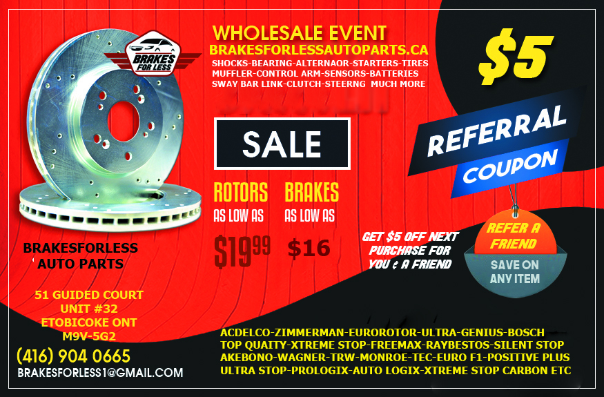 BRAKESFORLESS AUTO PARTS | 51 Guided Ct #32, Etobicoke, ON M9V 5G2, Canada | Phone: (416) 904-0665