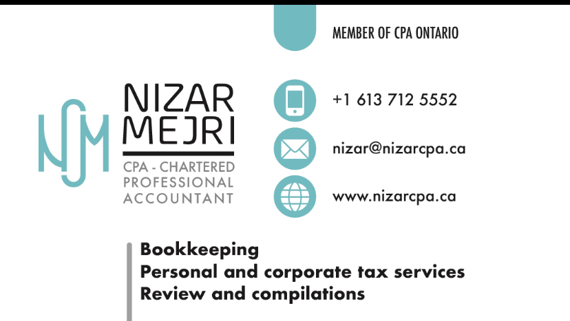 Nizar Mejri CPA Professional corporation | 725 Cairn Cres, Ottawa, ON K1W 0P4, Canada | Phone: (613) 712-5552