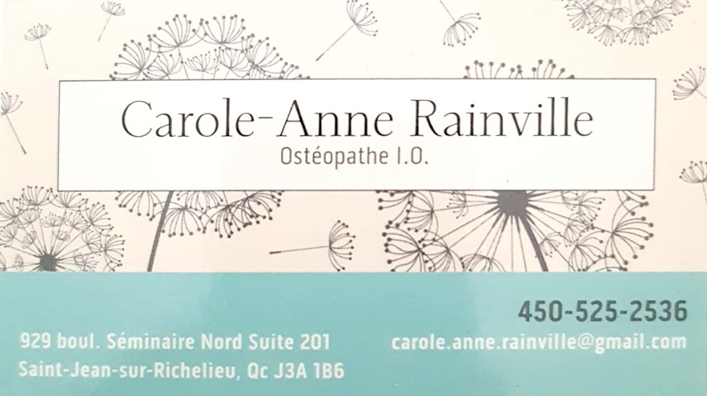 Carole-Anne Rainville Ostéopathe D.O. | 929 Boulevard du Séminaire N #201, Saint-Jean-sur-Richelieu, QC J3A 1B6, Canada | Phone: (450) 525-2536