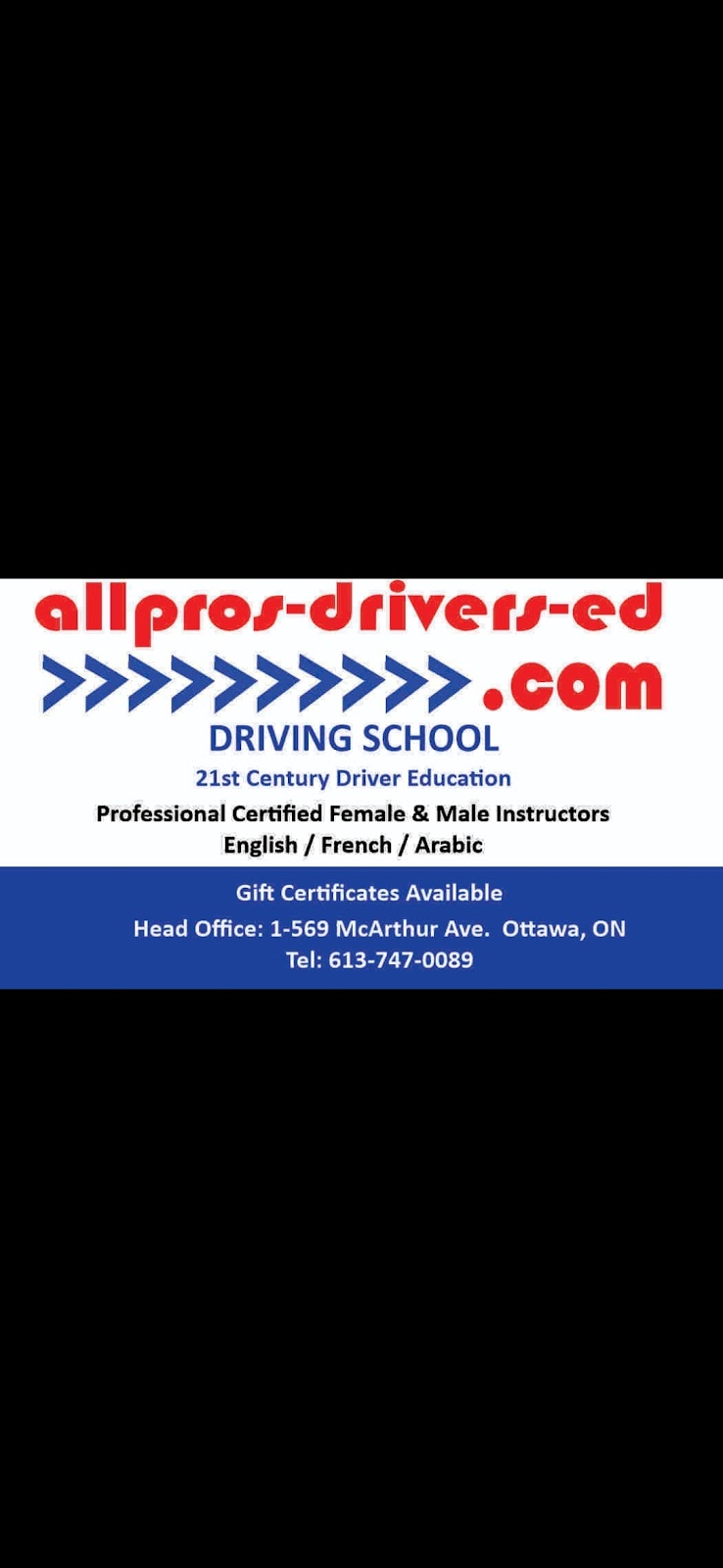 Allpros-Drivers-Ed.com | 569 McArthur Ave., Ottawa, ON K1K 1G3, Canada | Phone: (613) 747-0089