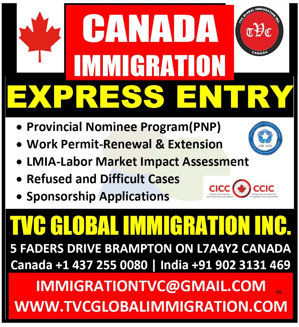 TVC GLOBAL IMMIGRATION INC. CANADA | 5 Faders Dr, Brampton, ON L7A 4Y2, Canada | Phone: (437) 255-0080