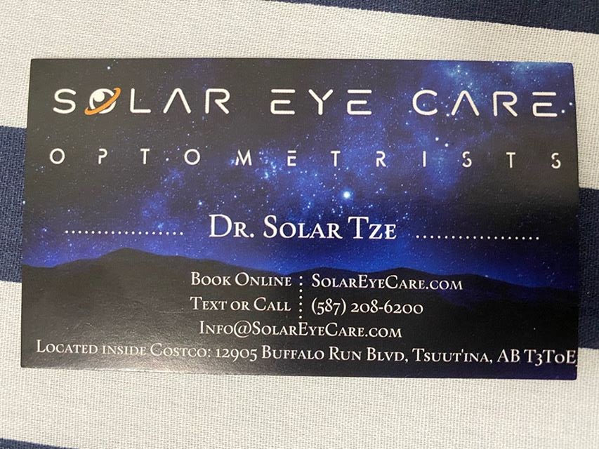 Solar Eye Care (inside SW Costco) | 12905 Buffalo Run Blvd, AB T3T 0E3, Canada | Phone: (587) 208-6200