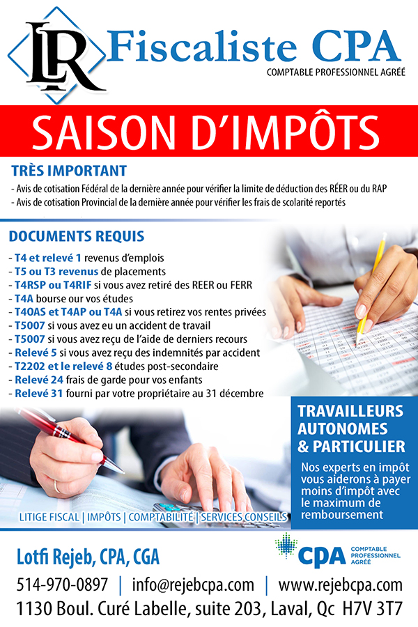 LR Fiscaliste CPA INC | 1130 Bd du Curé-Labelle bureau 203, Laval, QC H7V 3T7, Canada | Phone: (514) 970-0897