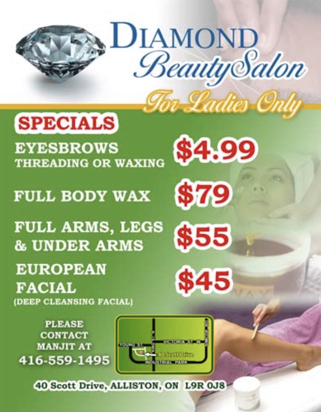 Diamond Beauty Salon | 40 Scott Dr, Alliston, ON L9R 0H7, Canada | Phone: (416) 559-1495