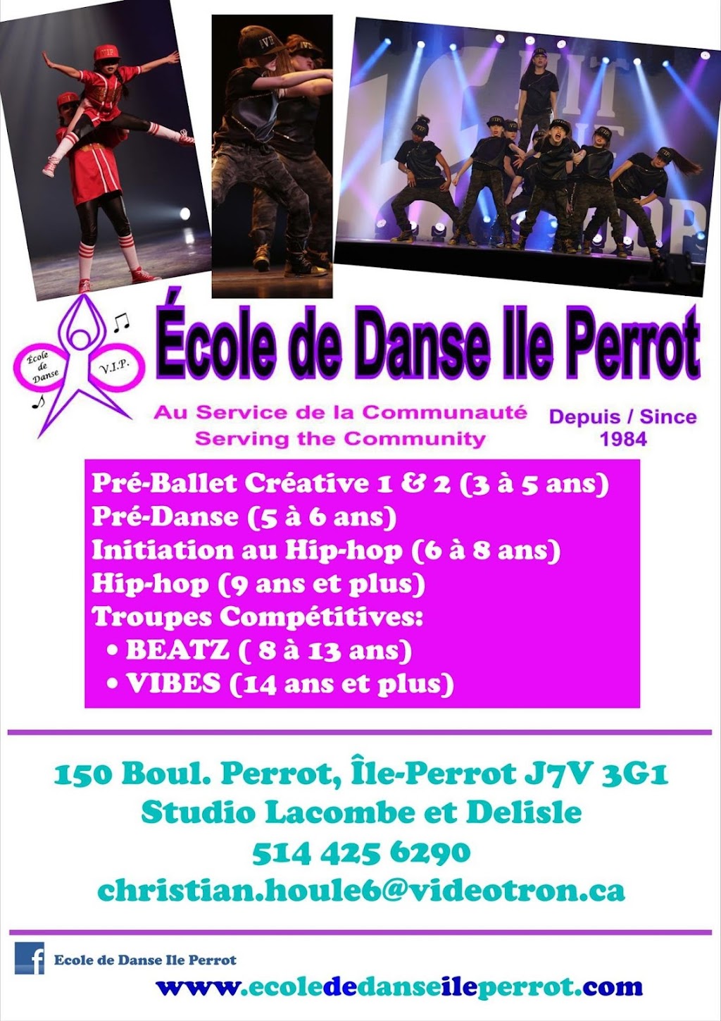 École de Danse Île-Perrot Studio Danse VIP | 150 Bd Perrot, LÎle-Perrot, QC J7V 3G1, Canada | Phone: (514) 425-6290