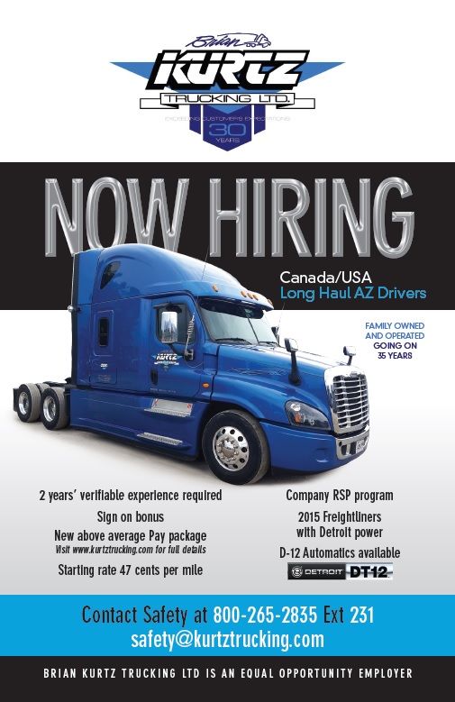 Brian Kurtz Trucking Ltd | 6960 Speedvale Ave., RR #2, Breslau, ON N0B 1M0, Canada | Phone: (519) 836-5821