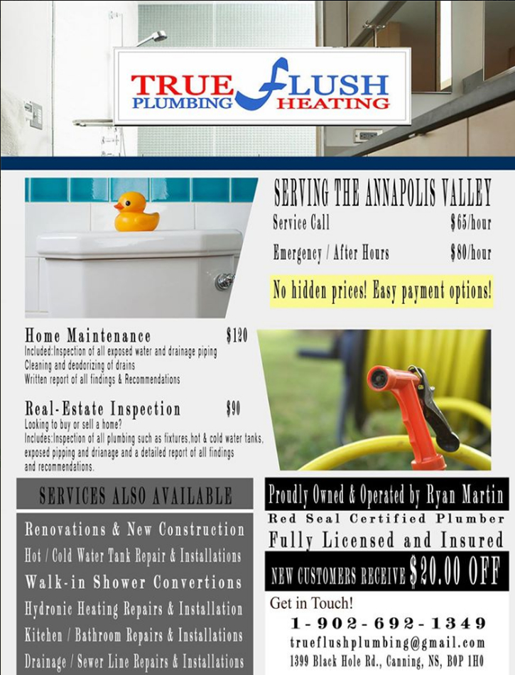 True Flush Plumbing & Heating | 1399 Black Hole Rd, Canning, NS B0P 1H0, Canada | Phone: (902) 692-1349