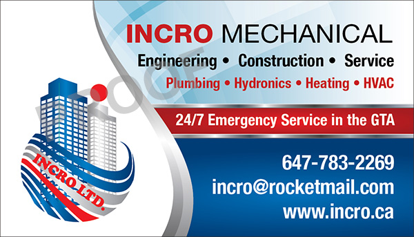 INCRO Ltd INCRO Mechanical | 3355 Ponytrail Dr #811, Mississauga, ON L4X 1V7, Canada | Phone: (647) 783-2269