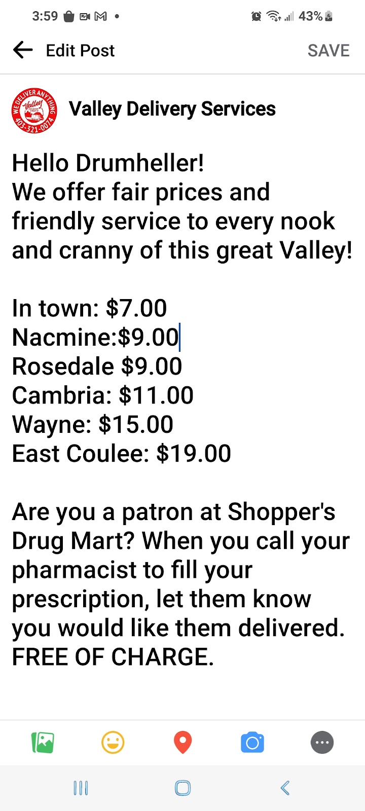 Valley Delivery Services | 48 Hunts Pl, Drumheller, AB T0J 0Y6, Canada | Phone: (403) 321-0074