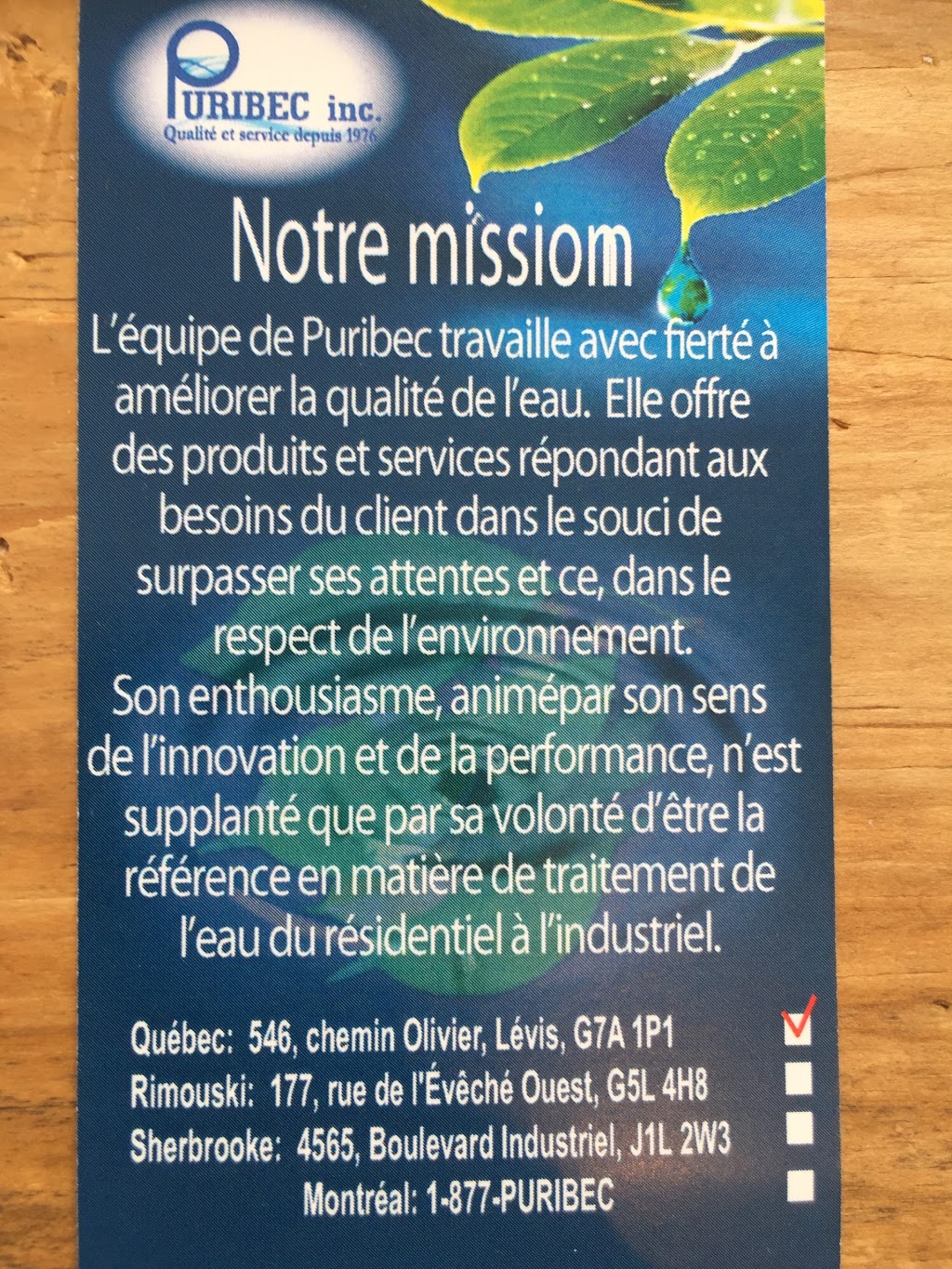 Puribec Québec | 546 Chemin Olivier, Saint-Nicolas, QC G7A 1P1, Canada | Phone: (418) 831-7777