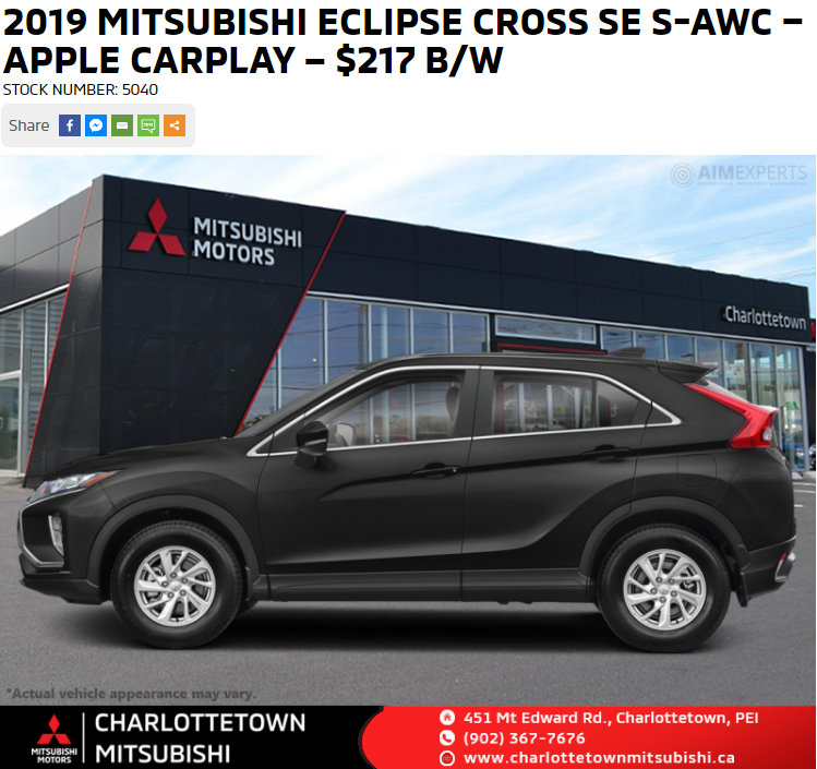 Charlottetown Mitsubishi | 451 Mt Edward Rd, Charlottetown, PE C1E 2A1, Canada | Phone: (902) 367-7676