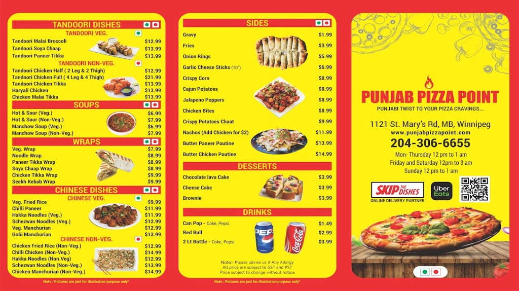 PUNJAB PIZZA POINT | 1121 St Marys Rd, Winnipeg, MB R2M 3T7, Canada | Phone: (204) 306-6655