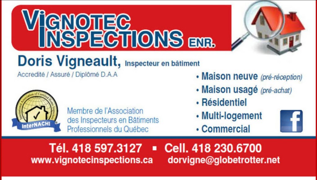 Vignotec Inspections Inc | 674 Rue Principale, Saint-Théophile, QC G0M 2A0, Canada | Phone: (418) 597-3127