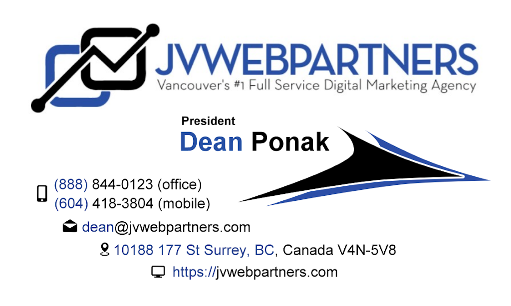 JVWebPartners | 10188 177 St, Surrey, BC V4N 5V8, Canada | Phone: (604) 418-3804