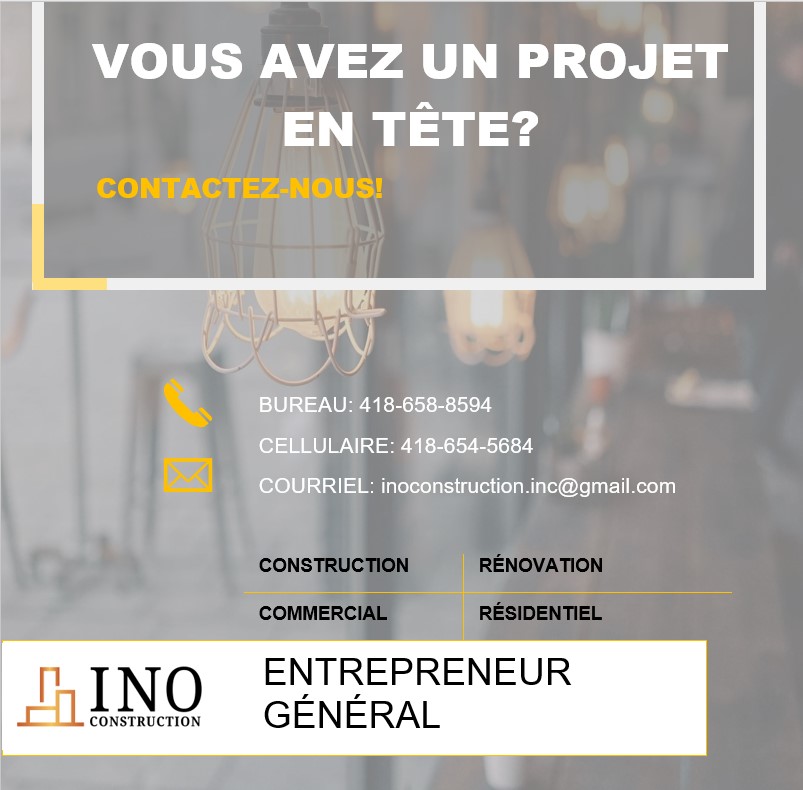 INO CONSTRUCTION INC. | 1050 Av. Robert-L-Séguin, Québec, QC G1X 4K5, Canada | Phone: (418) 654-5684