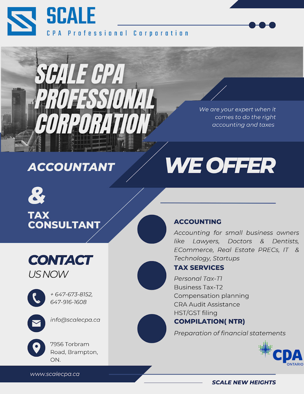 Scale CPA Professional Corporation | 7956 Torbram Rd Unit 202, Brampton, ON L6T 5A2, Canada | Phone: (905) 798-3801