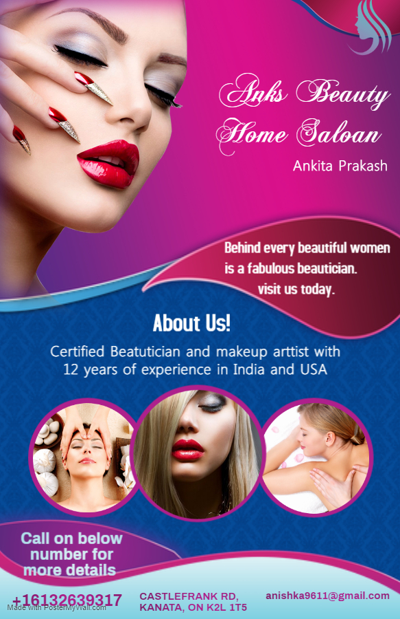 Anks Indian Home Beauty Salon | Castlefrank Rd, Ottawa, ON K2L 1T5, Canada | Phone: (613) 263-9317