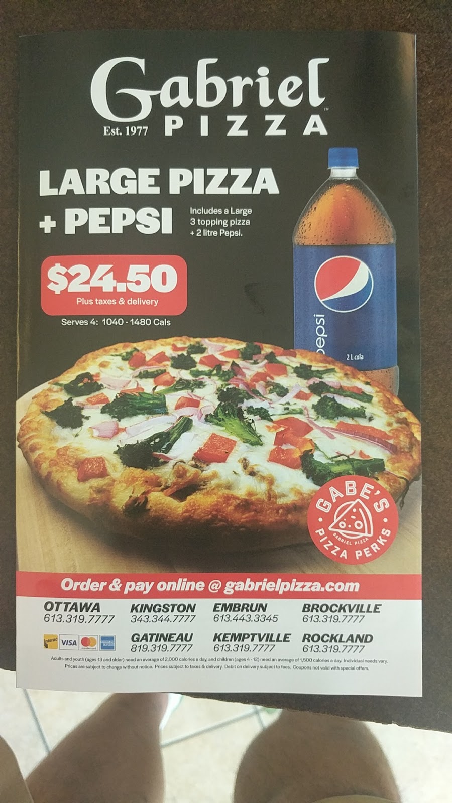 Gabriel Pizza | 6081 Hazeldean Rd, Stittsville, ON K2S 1B9, Canada | Phone: (613) 319-7777