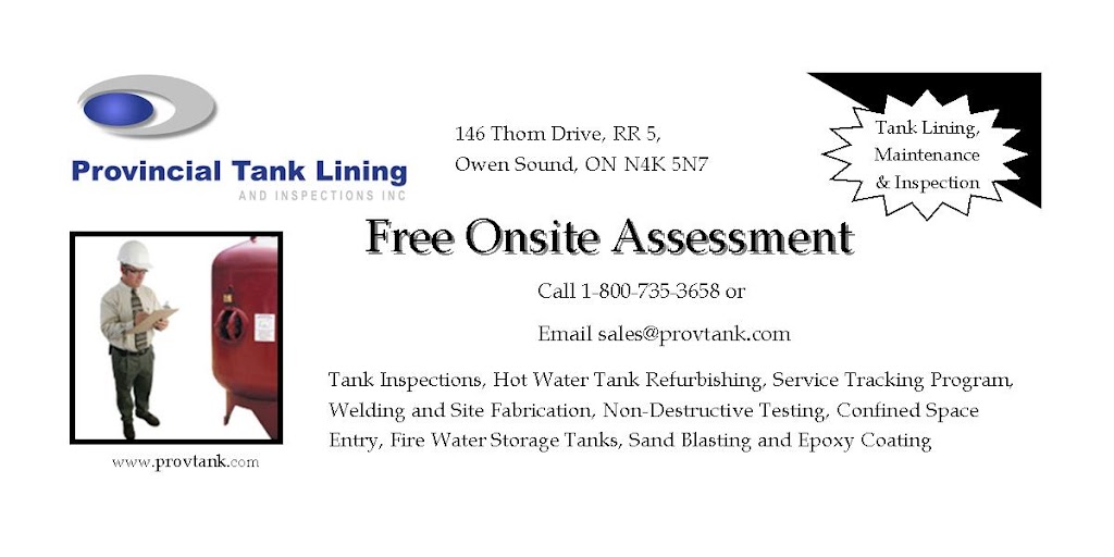 Provincial Tank Lining and Inspections Inc. | 146 Thom Dr, Owen Sound, ON N4K 5N7, Canada | Phone: (800) 735-3658