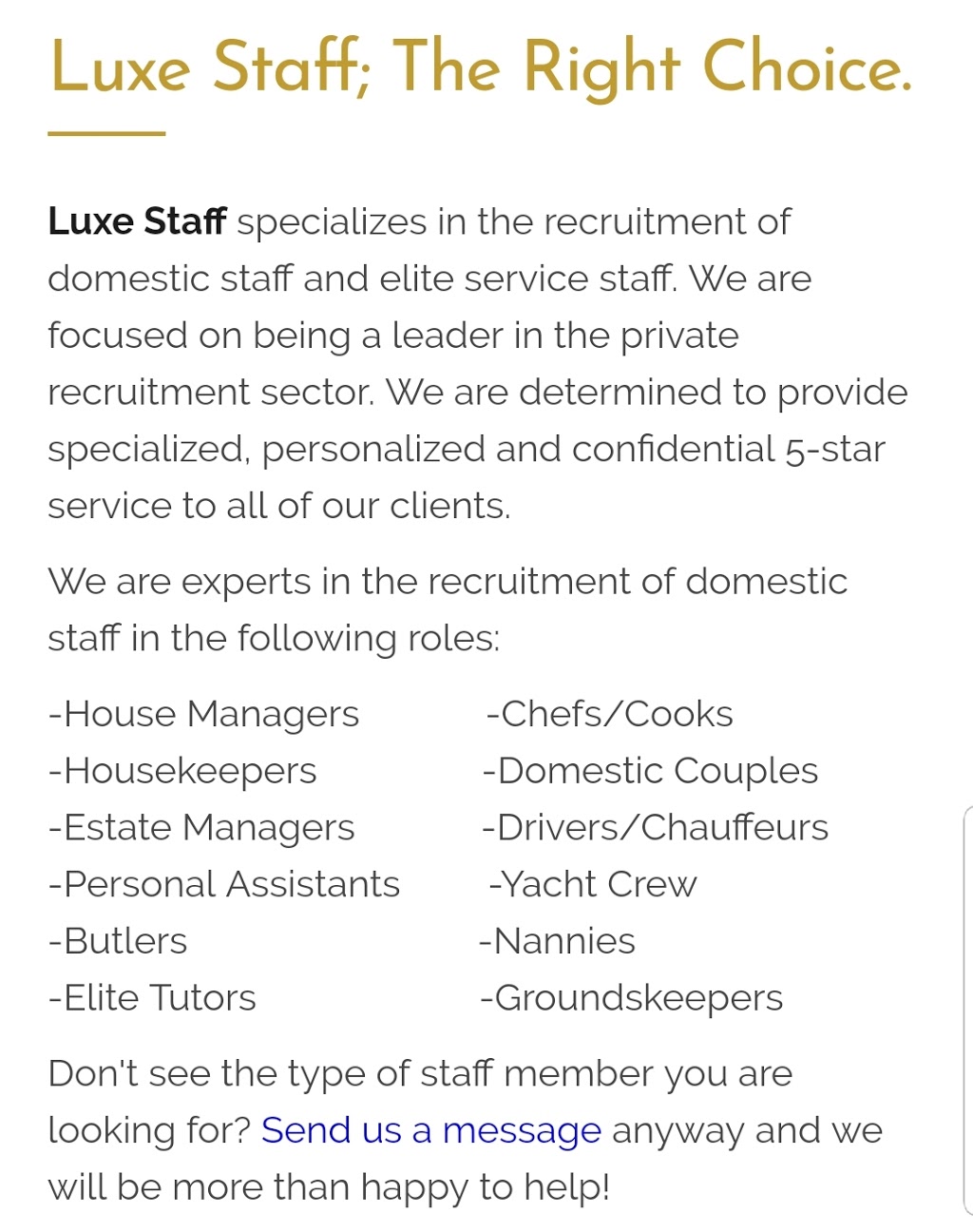 LuxeStaff.com Household/Personal Staff Recruitment | 135 Lawford Rd, Woodbridge, ON L4L 1A6, Canada | Phone: (416) 575-6150