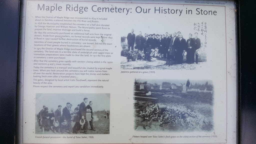 Maple Ridge Cemetery | 21404 Dewdney Trunk Rd, Maple Ridge, BC V2X, Canada | Phone: (604) 467-7307